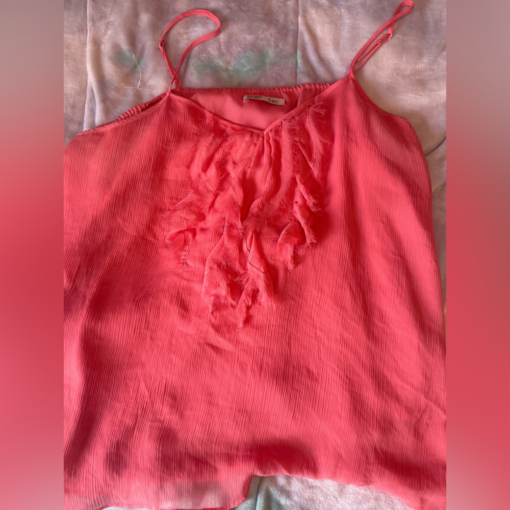 Old Navy Coral Pink Ruffle-Front Camisole